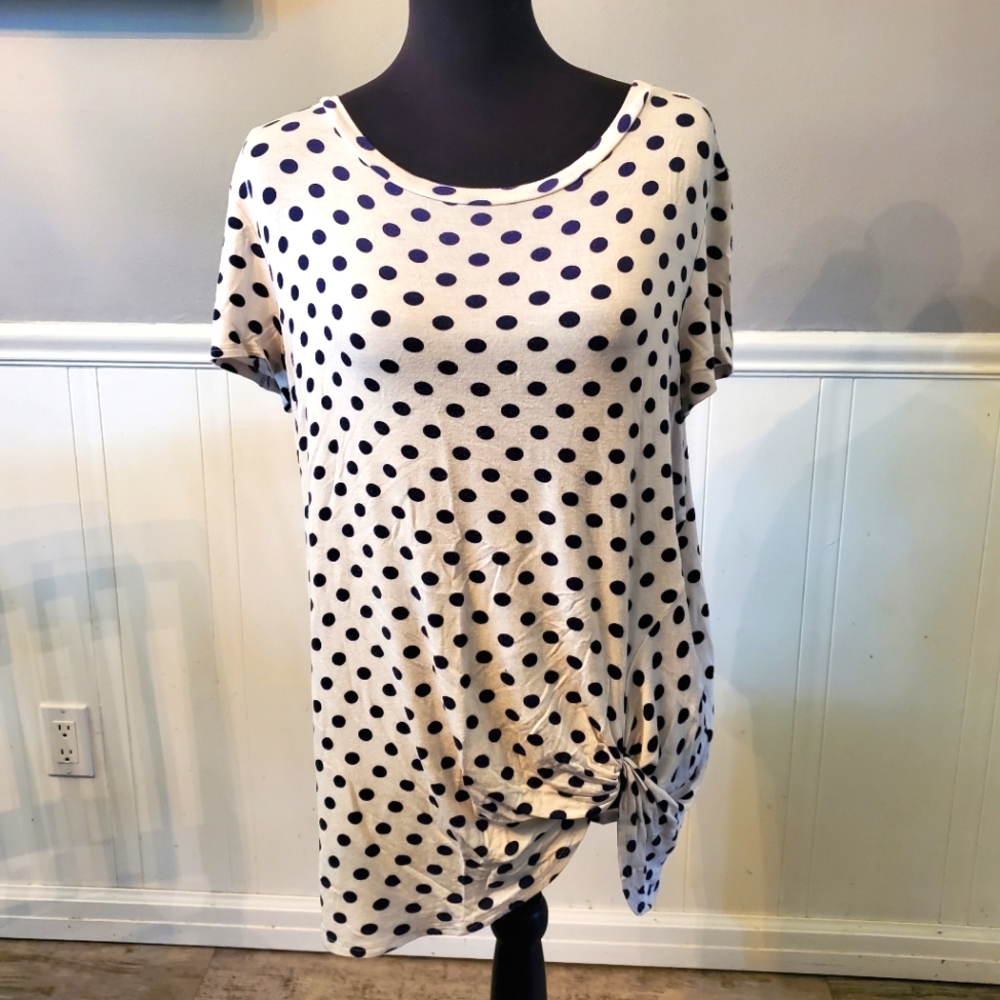 Women's Navy Polka-Dot Shirt